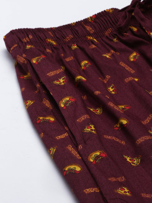 Burgundy Printed Lounge Pant